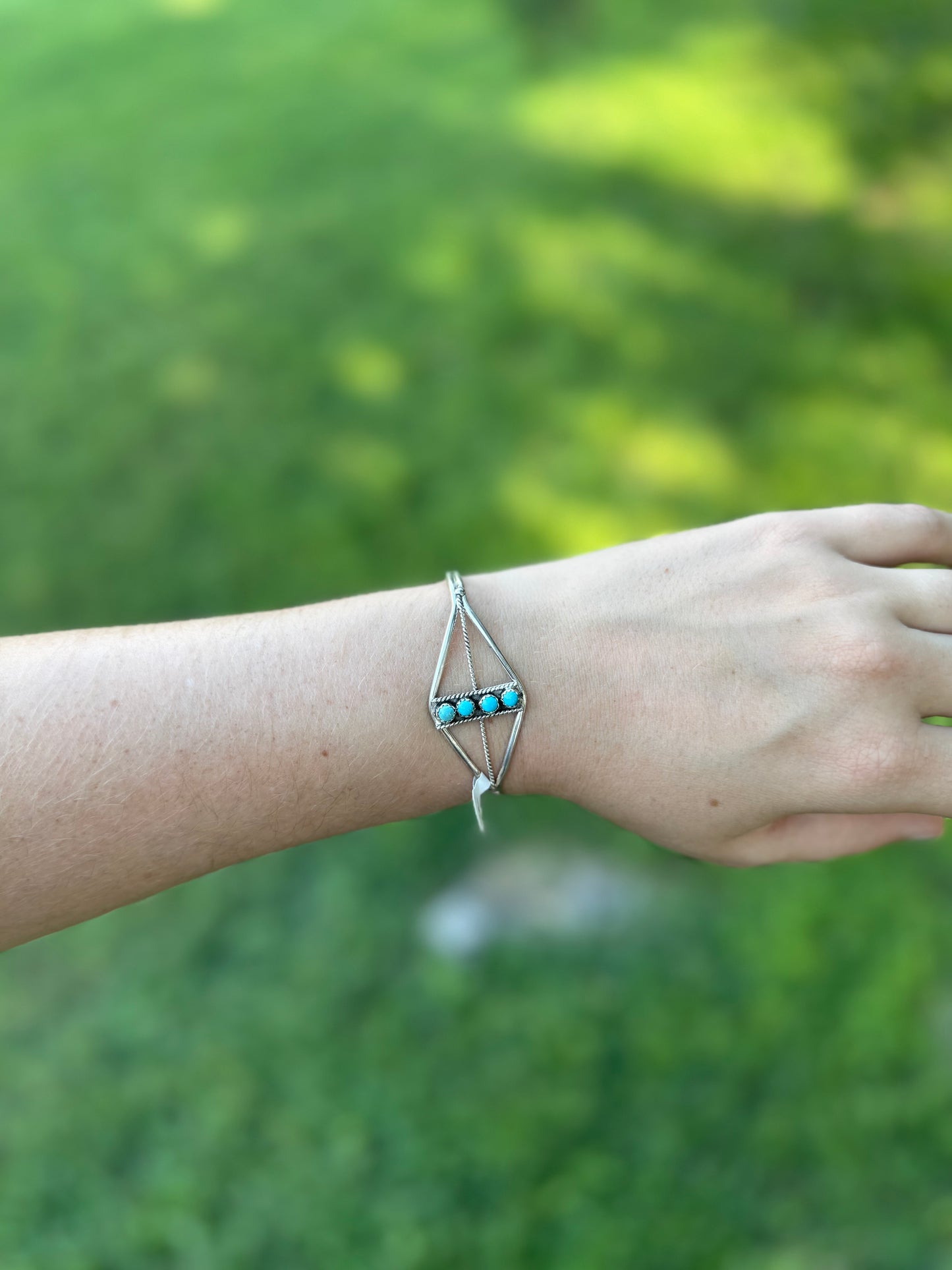 Janice White Turquoise Four Stone Navajo Cuff