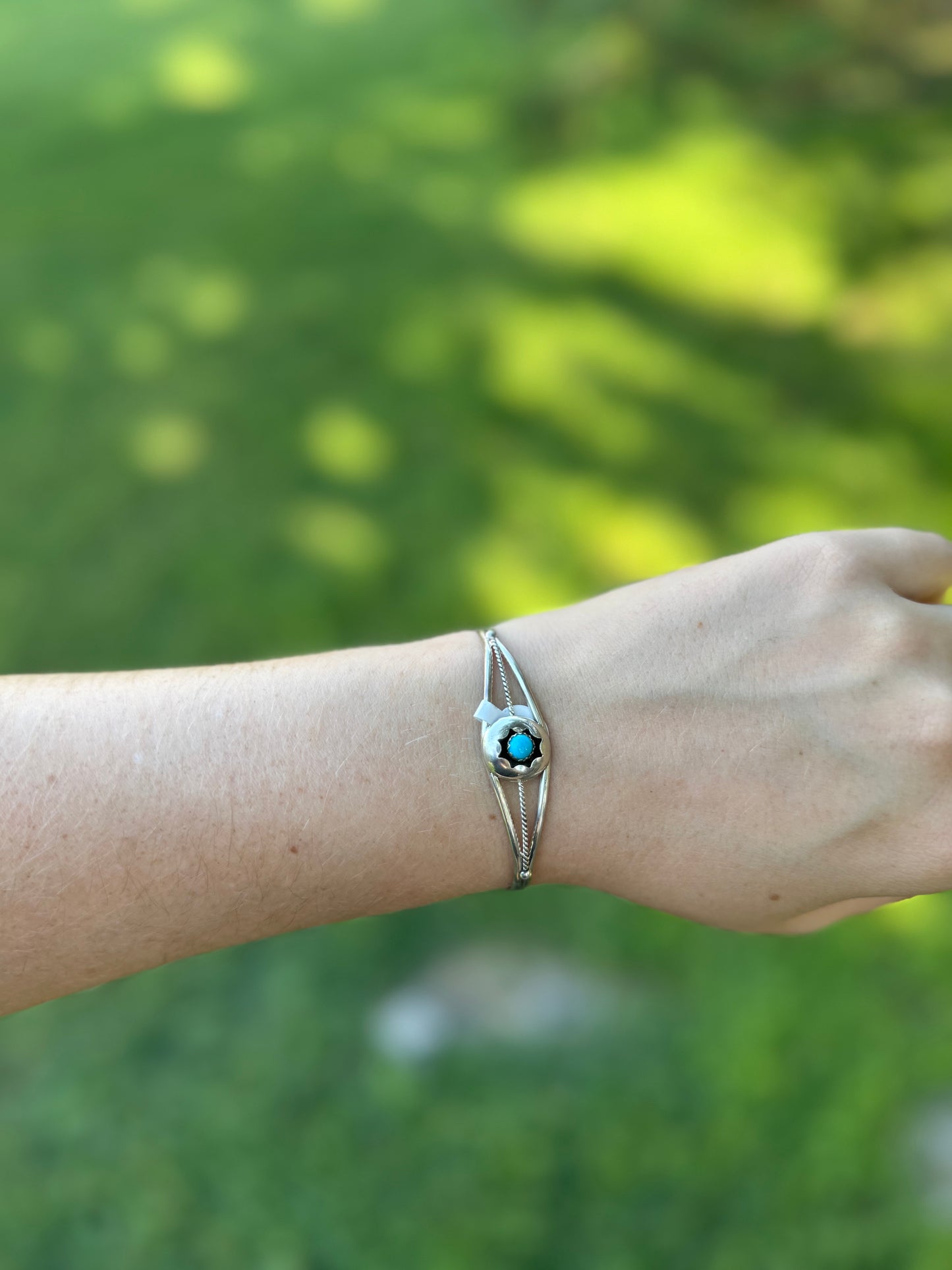 Turquoise Round Shadow Box Navajo Cuff