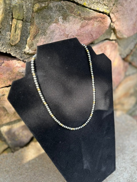 Desert Pearl 4mm Bead Necklace Sterling Silver & 12K Gold Filled