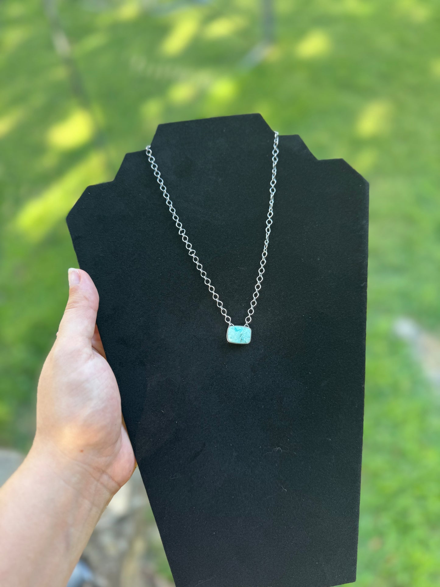 Whitewater Turquoise and Sterling Silver Bar Necklace
