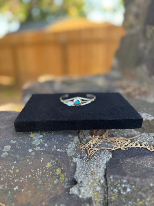 Turquoise Round Shadow Box Navajo Cuff