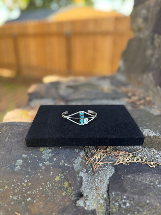 Janice White Turquoise Four Stone Navajo Cuff